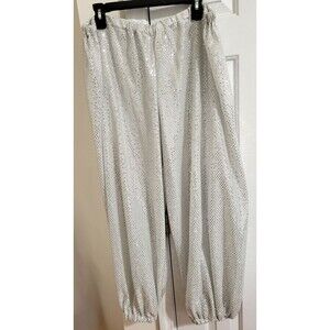 Silver Sequin Style Harem Pants Elastic Waist Ankle Costume Belly Dance M/L